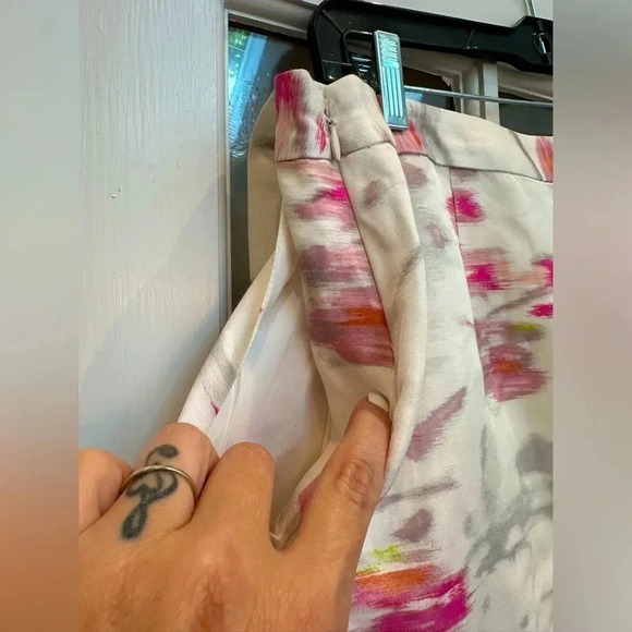 Banana Republic Watercolor Linen Blend Wrap Pencil Skirt Pockets Size 12 Large - Picture 6 of 10